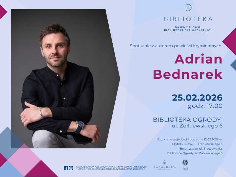 Spotkanie autorskie Adrian Bednarek plakat