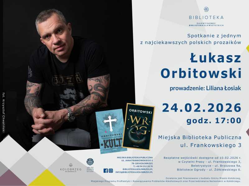 Spotkanie autorskie Łukasz Orbitowski plakat
