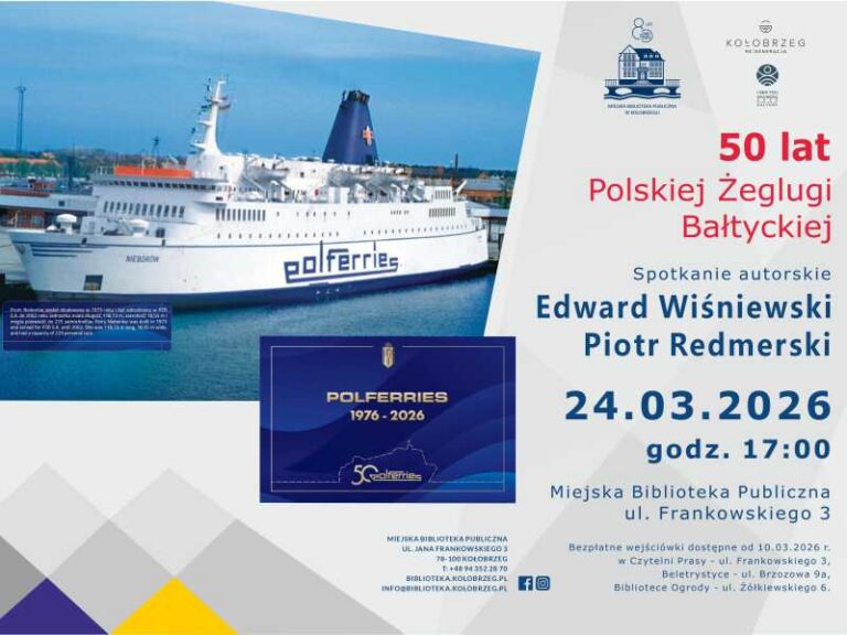 Spotkanie autorskie 50 lat Polskiej Żeglugi Bałtyckiej plakat