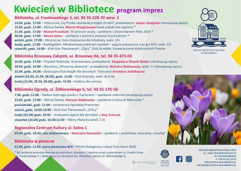 Kwiecień w Bibliotece - program imprez