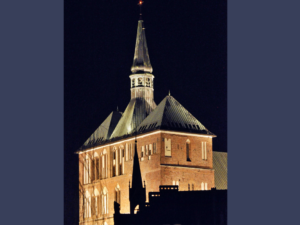 kołobrzeska katedra nocą